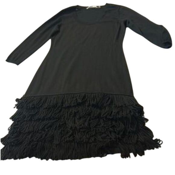 Soft Surroundings Theodora Fringe Black Sweater Dress Medium - Picture 8 of 8